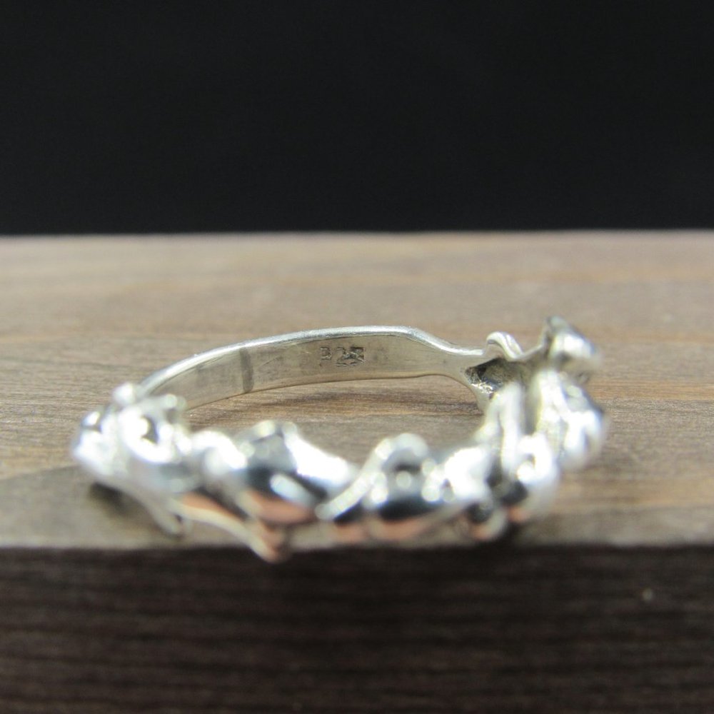 Size 6 Sterling Silver Line Of Dolphins Band Ring Vintage - Picture 5 of 8